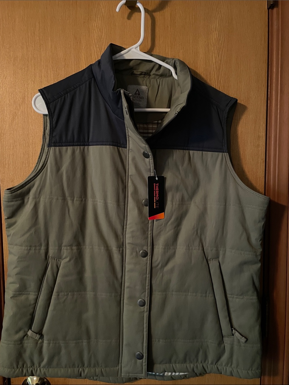 Ascend Quilted Vest in Olive Green with Black Yoke